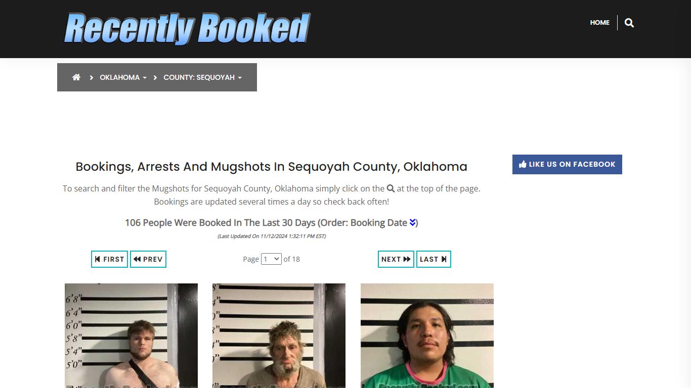 Bookings, Arrests and Mugshots in Sequoyah County, Oklahoma