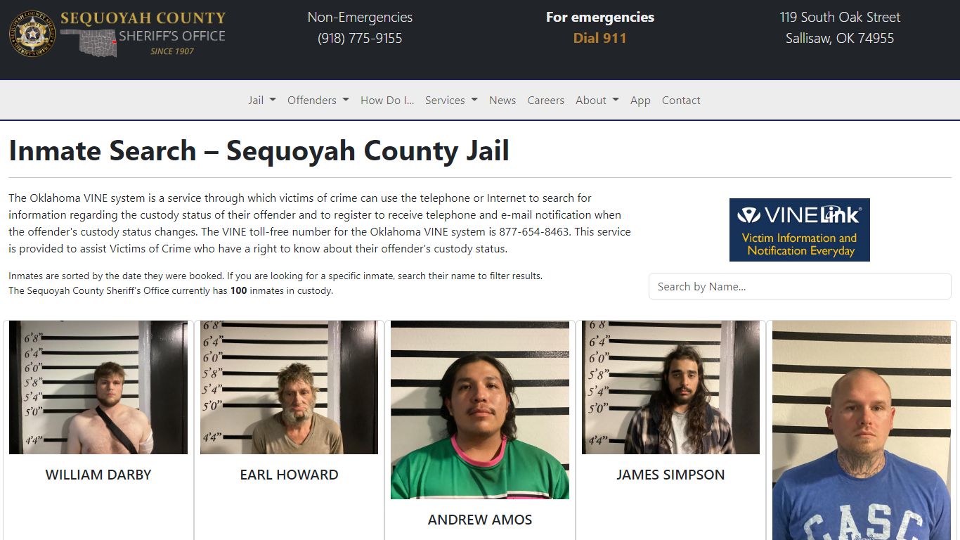 Inmate Search - Sequoyah County Sheriff's Office