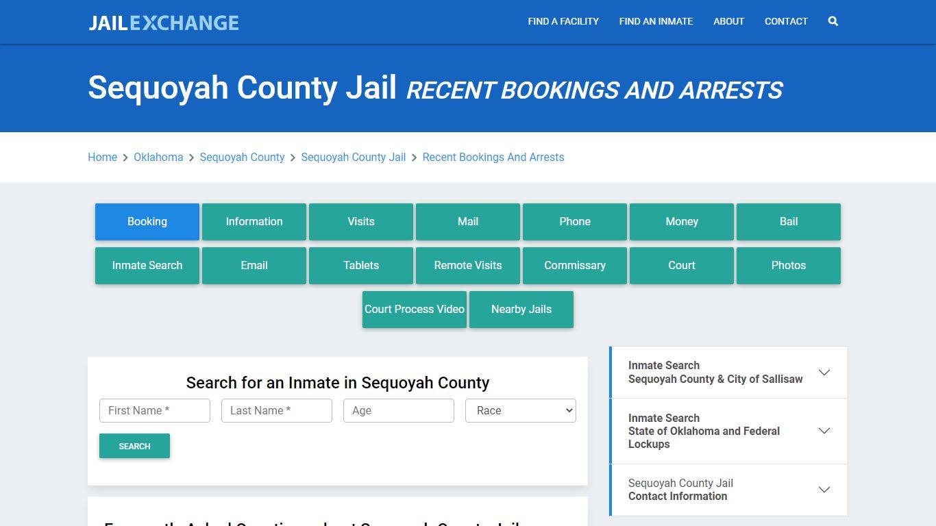 Sequoyah County Jail Recent Bookings And Arrests - Jail Exchange