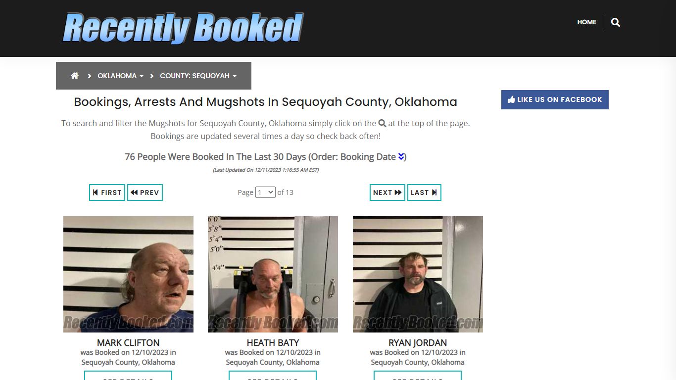 Bookings, Arrests and Mugshots in Sequoyah County, Oklahoma