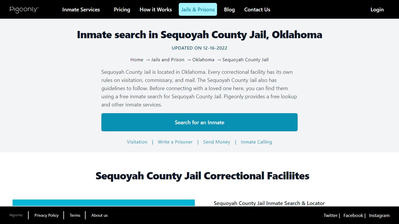 Inmate Search Sequoyah County Jail, Oklahoma | Pigeonly